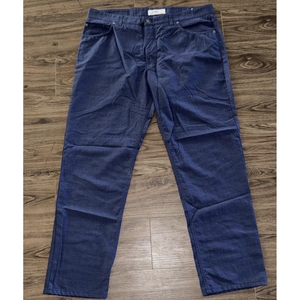 BRAX Pants Mens 38x36 Blue Wool Cooper Fancy Chino 5 Pocket Straight Leg Tweed